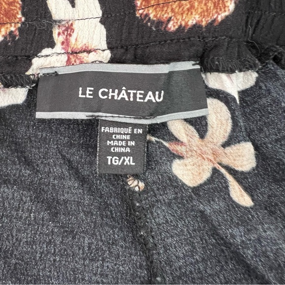Le Chateau pants flowers purple tan green Black Floral Straight Leg Pants - Picture 8 of 11